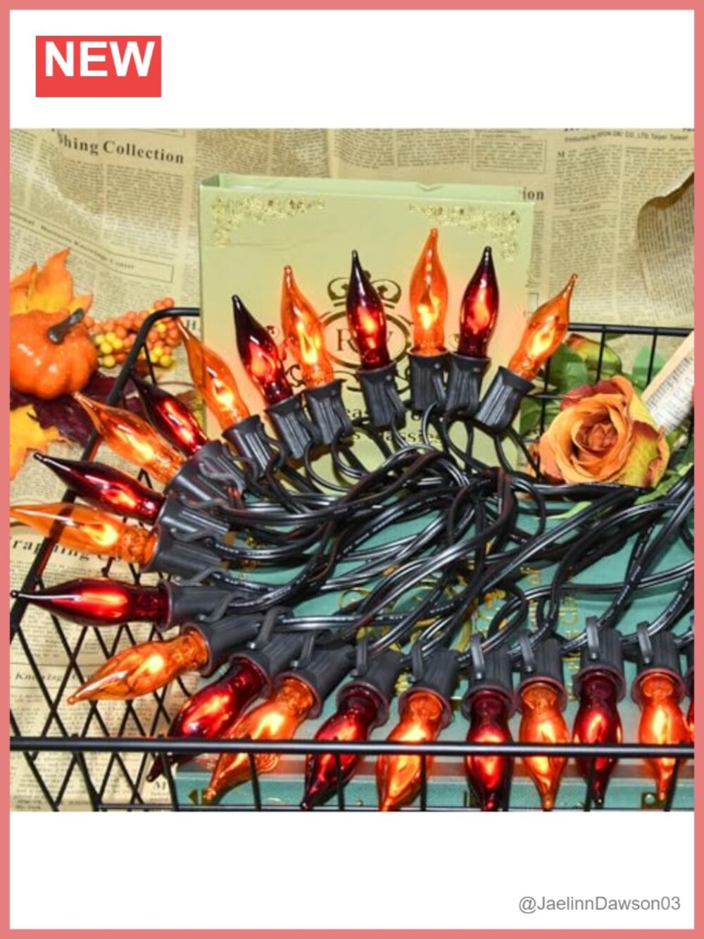 Halloween Flickering Flame String Lights 27.8FT C7 E12 Base UL Listed IP44